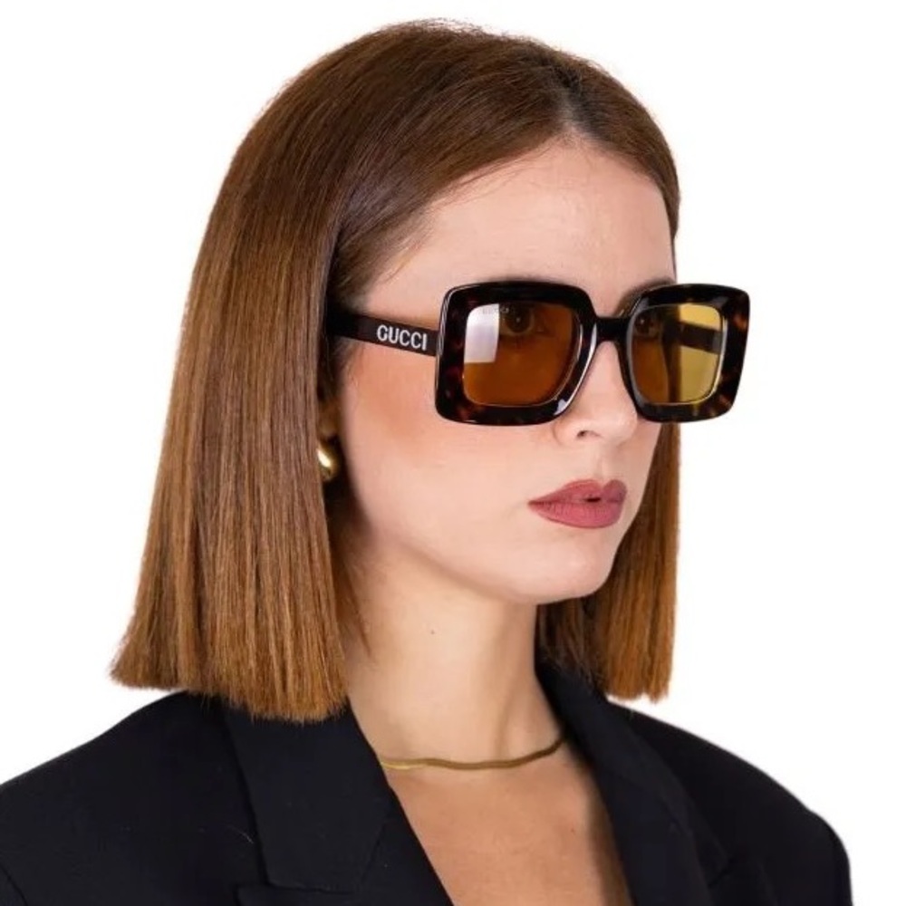 NEW GUCCI GG1718S 002 SQUARE HAVANA YELLOW WOMEN SUNGLASSES GUCCI